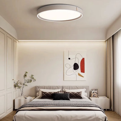 Modern Minimalist Round Dome Aluminum Iron Leather Acrylic LED Flush Mount Ceiling Light For Bedroom