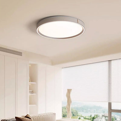 Modern Minimalist Round Dome Aluminum Iron Leather Acrylic LED Flush Mount Ceiling Light For Bedroom