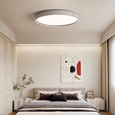 Modern Minimalist Round Dome Aluminum Iron Leather Acrylic LED Flush Mount Ceiling Light For Bedroom