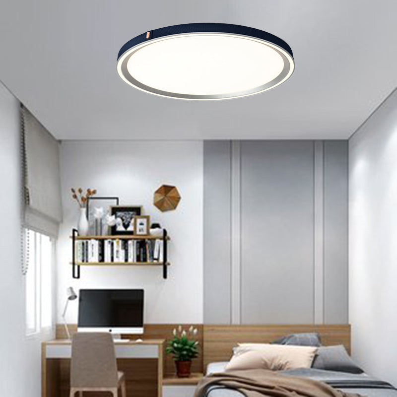 Modern Minimalist Round Dome Aluminum Iron Leather Acrylic LED Flush Mount Ceiling Light For Bedroom