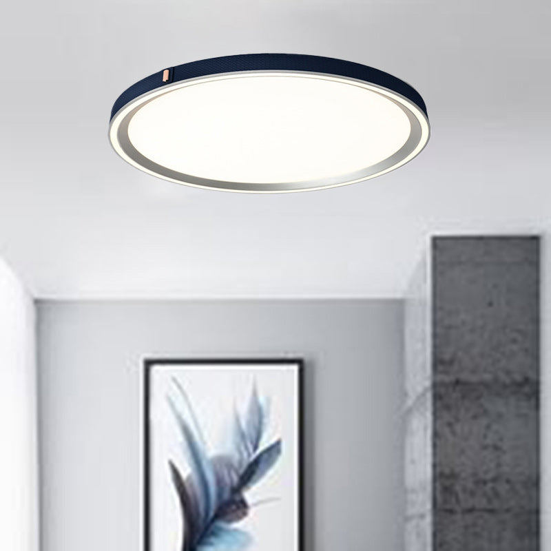 Modern Minimalist Round Dome Aluminum Iron Leather Acrylic LED Flush Mount Ceiling Light For Bedroom