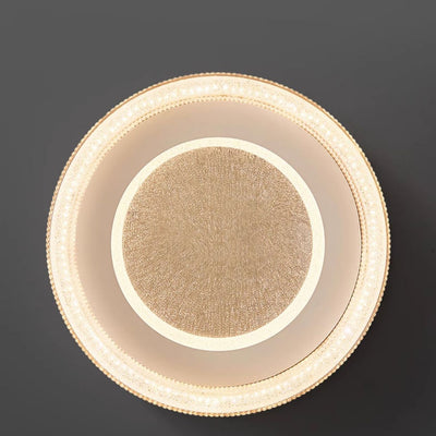 Modern Luxury Round Dome Hardware Acrylic Crystal Sand LED Flush Mount Ceiling Light For Bedroom