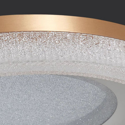 Modern Luxury Round Dome Hardware Acrylic Crystal Sand LED Flush Mount Ceiling Light For Bedroom