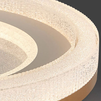 Modern Luxury Round Dome Hardware Acrylic Crystal Sand LED Flush Mount Ceiling Light For Bedroom