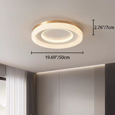 Modern Luxury Round Dome Hardware Acrylic Crystal Sand LED Flush Mount Ceiling Light For Bedroom