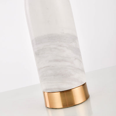 Modern Art Deco Cylinder Oval Fabric Marble Hardware 1-Light Table Lamp For Bedroom