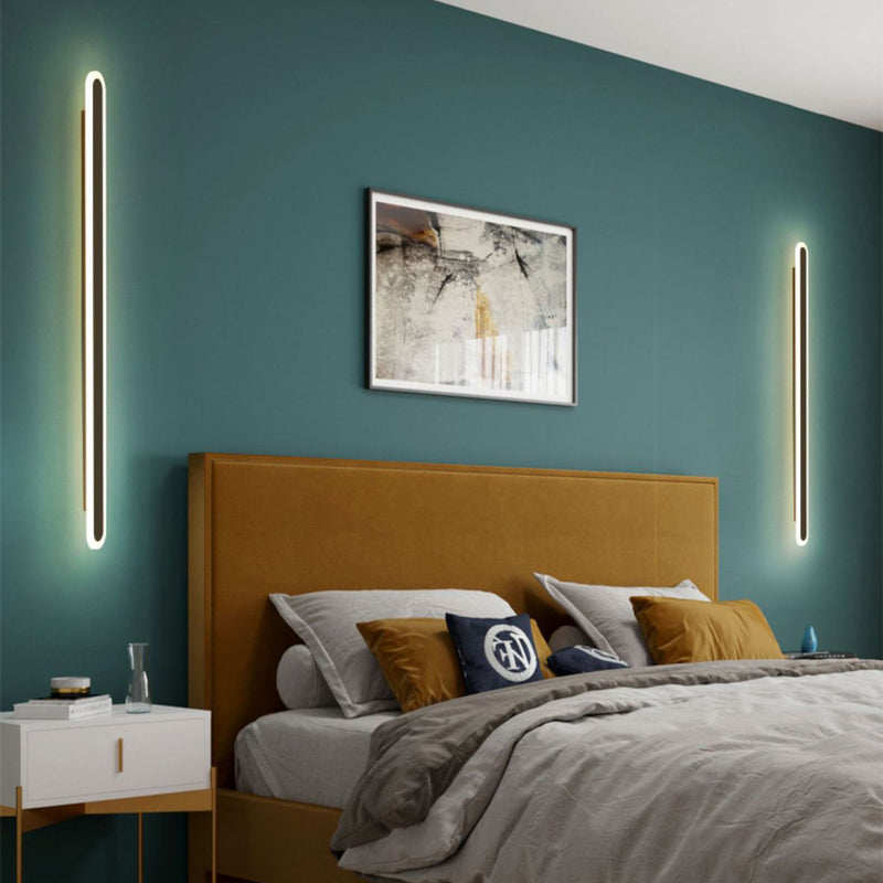 Moderne minimalistische lineare Eisen-Acryl-LED-Wandleuchte für das Schlafzimmer 