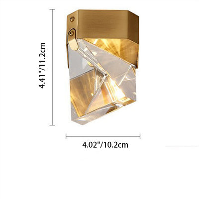 Modern Minimalist Square Top Irregular Shape Copper Crystal LED Semi-Flush Mount Ceiling Light For Hallway