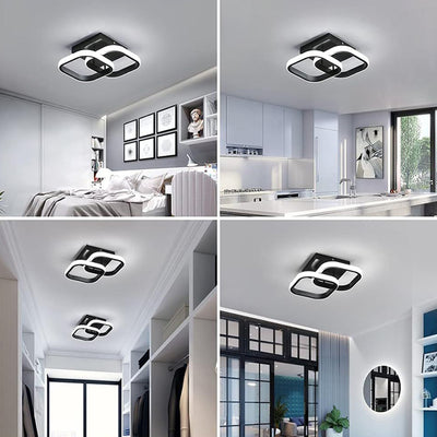 Modern Minimalist Round Square Intersecting Iron Aluminum LED Semi-Flush Mount Ceiling Light For Hallway