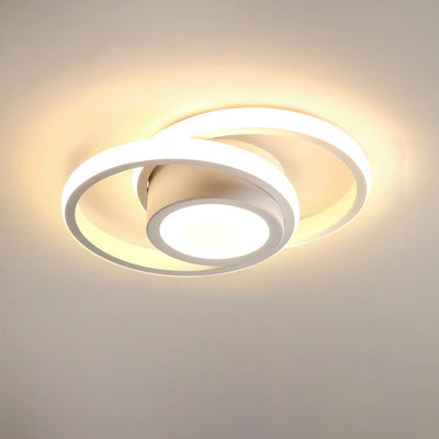 Modern Minimalist Round Square Intersecting Iron Aluminum LED Semi-Flush Mount Ceiling Light For Hallway