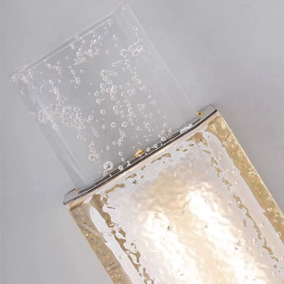 Modern Minimalist Rectangular Linear Stainless Steel Bubble Crystal Wall Sconce Lamp For Bedroom