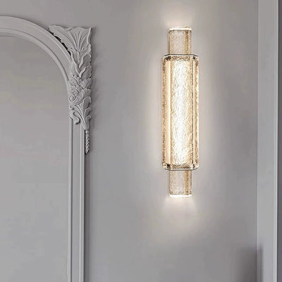 Modern Minimalist Rectangular Linear Stainless Steel Bubble Crystal Wall Sconce Lamp For Bedroom