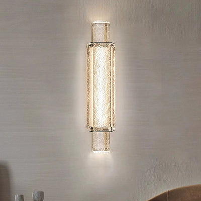 Modern Minimalist Rectangular Linear Stainless Steel Bubble Crystal Wall Sconce Lamp For Bedroom