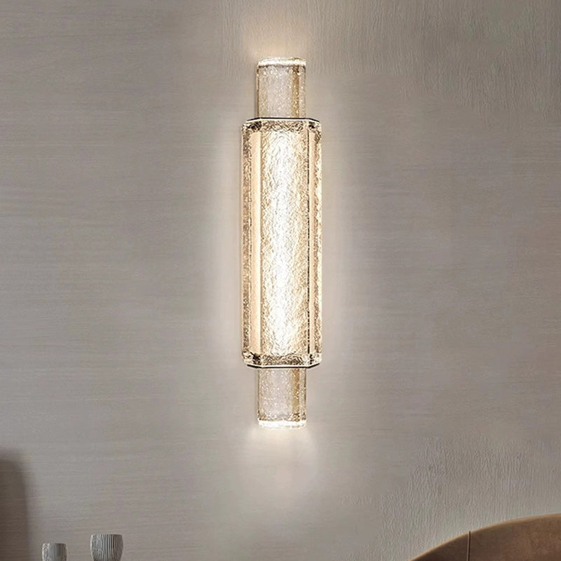 Modern Minimalist Rectangular Linear Stainless Steel Bubble Crystal Wall Sconce Lamp For Bedroom