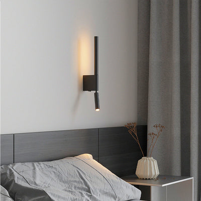 Modern Minimalist Pull Up Rotating Cylinder Linear PVC Iron Aluminum LED Wall Sconce Lamp For Bedroom