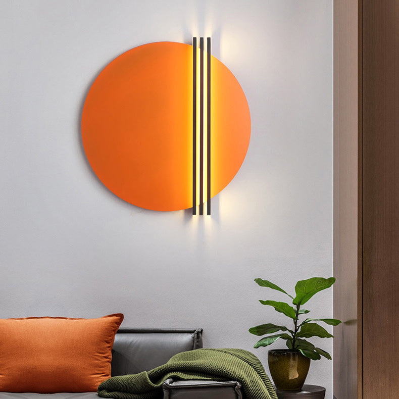 Contemporary Scandinavian Round Iron Aluminum LED Wall Sconce Lamp For Bedroom