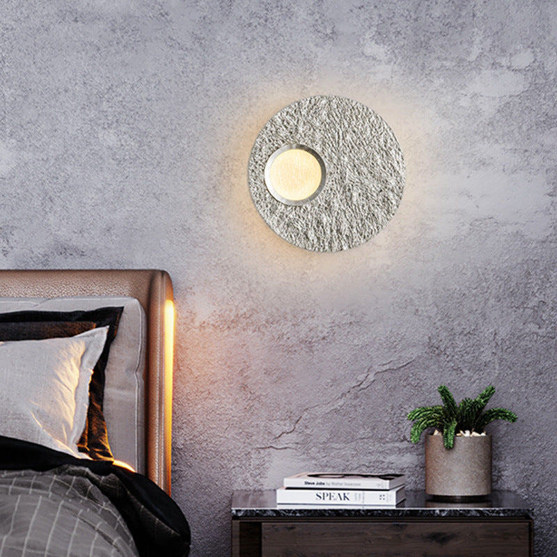 Contemporary Scandinavian Round Hardware Resin LED Wall Sconce Lamp For Bedroom