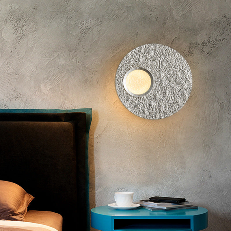 Contemporary Scandinavian Round Hardware Resin LED Wall Sconce Lamp For Bedroom