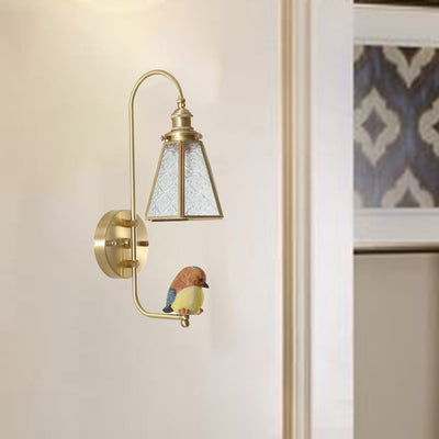 Modern Mid-Century Bird Angel Copper Resin Glass 1-Light Wall Sconce Lamp For Bedroom