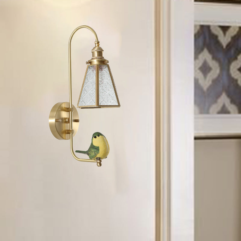 Modern Mid-Century Bird Angel Copper Resin Glass 1-Light Wall Sconce Lamp For Bedroom