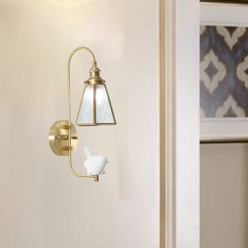 Modern Mid-Century Bird Angel Copper Resin Glass 1-Light Wall Sconce Lamp For Bedroom