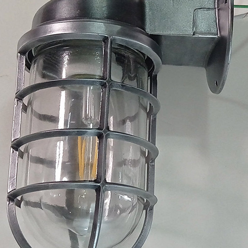 Contemporary Industrial Cylinder Aluminum Glass 1-Light Wall Sconce Lamp For Outdoor