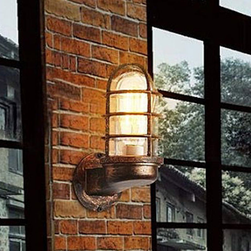 Contemporary Industrial Cylinder Aluminum Glass 1-Light Wall Sconce Lamp For Outdoor