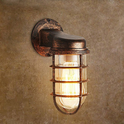 Contemporary Industrial Cylinder Aluminum Glass 1-Light Wall Sconce Lamp For Outdoor