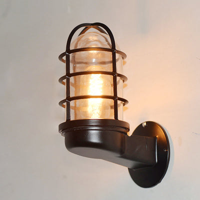 Contemporary Industrial Cylinder Aluminum Glass 1-Light Wall Sconce Lamp For Outdoor