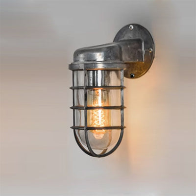 Contemporary Industrial Cylinder Aluminum Glass 1-Light Wall Sconce Lamp For Outdoor