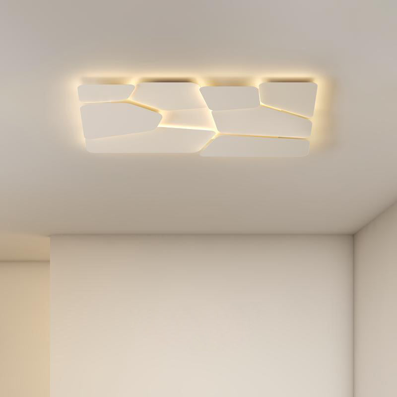 Contemporary Scandinavian Square Rectangle Spliced Iron Acrylic LED Flush Mount Ceiling Light For Bedroom