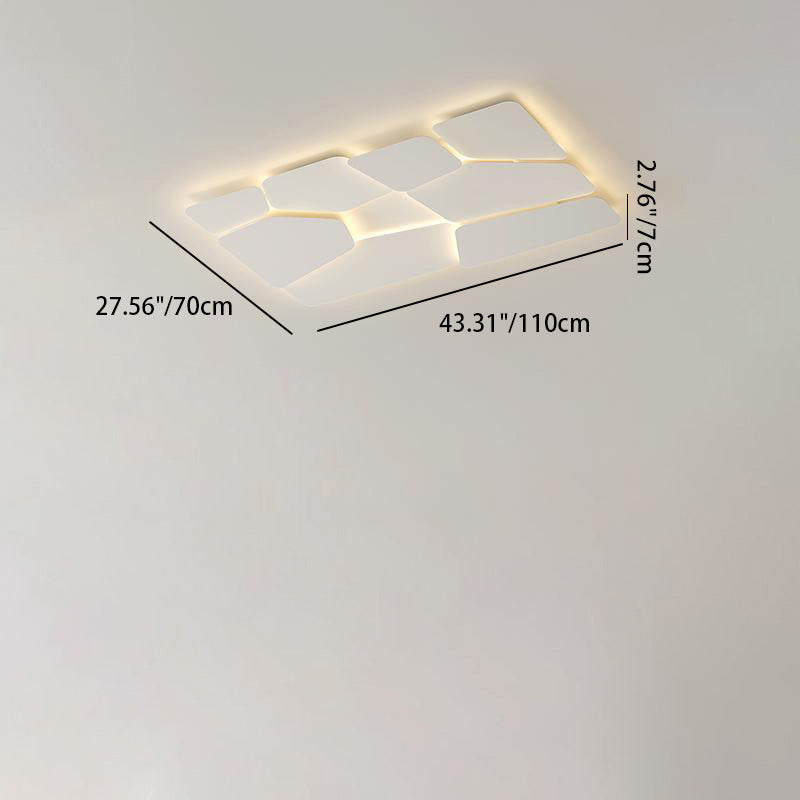 Contemporary Scandinavian Square Rectangle Spliced Iron Acrylic LED Flush Mount Ceiling Light For Bedroom