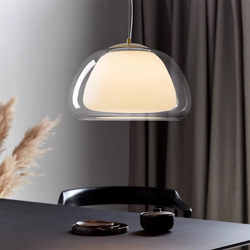 Contemporary Creative Cream Jelly Oval Iron Glass 1-Light Pendant Light For Bedroom