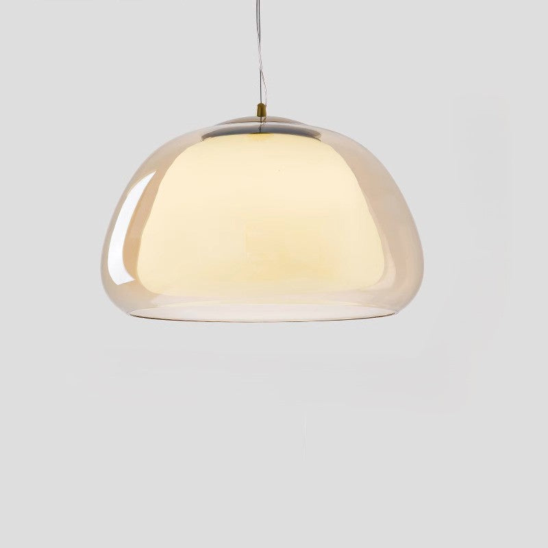 Contemporary Creative Cream Jelly Oval Iron Glass 1-Light Pendant Light For Bedroom