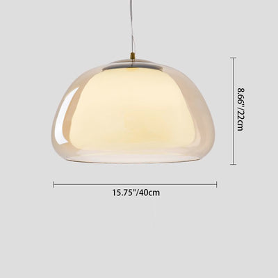 Contemporary Creative Cream Jelly Oval Iron Glass 1-Light Pendant Light For Bedroom