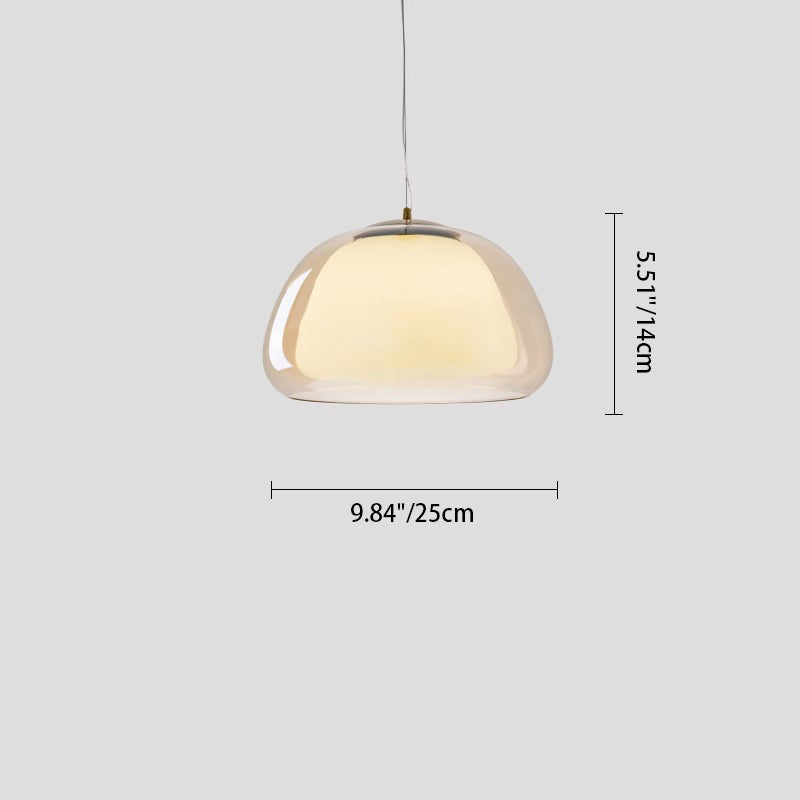 Contemporary Creative Cream Jelly Oval Iron Glass 1-Light Pendant Light For Bedroom