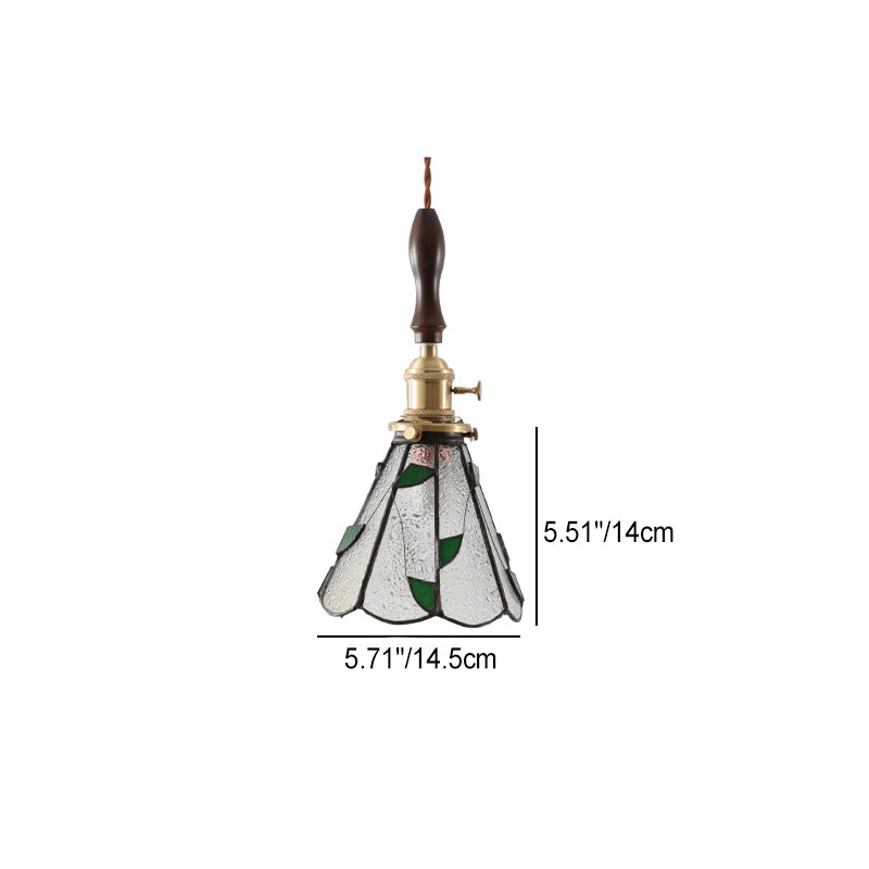 Modern Art Deco Cone Prism Copper Glass 1-Light Pendant Light For Bedroom