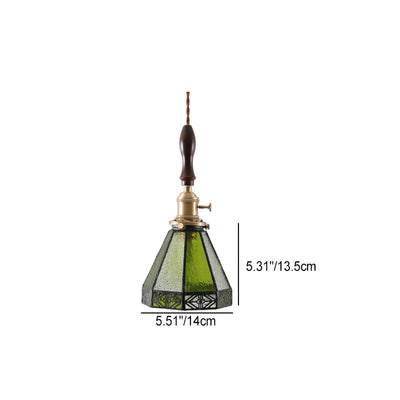 Modern Art Deco Cone Prism Copper Glass 1-Light Pendant Light For Bedroom