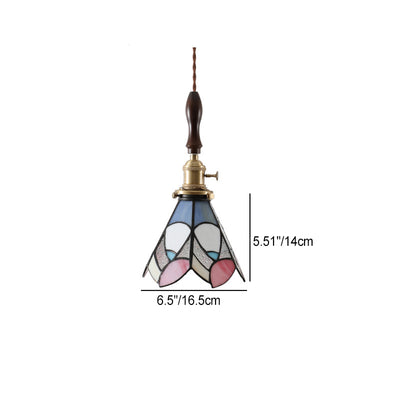 Modern Art Deco Cone Prism Copper Glass 1-Light Pendant Light For Bedroom