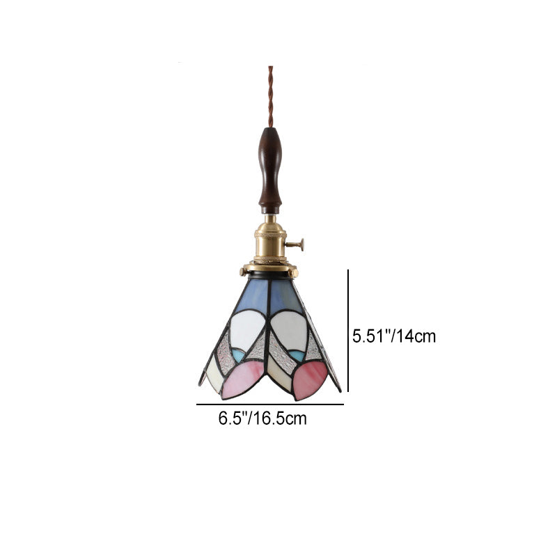 Modern Art Deco Cone Prism Copper Glass 1-Light Pendant Light For Bedroom