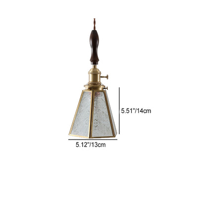 Modern Art Deco Cone Prism Copper Glass 1-Light Pendant Light For Bedroom