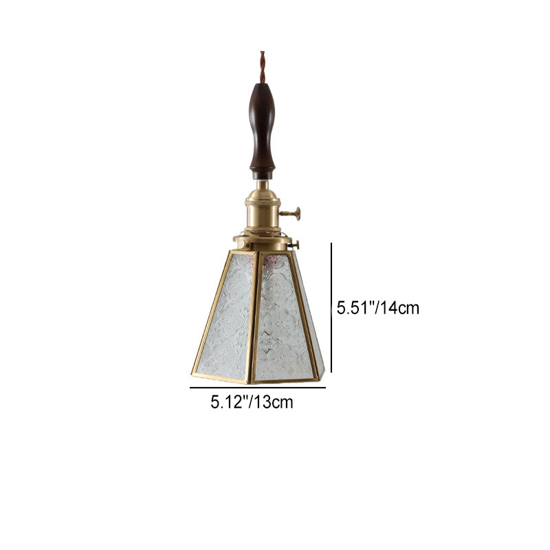 Modern Art Deco Cone Prism Copper Glass 1-Light Pendant Light For Bedroom