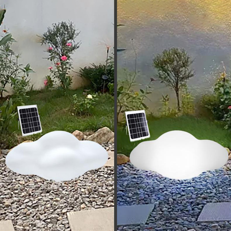 Modern Art Deco Solar Waterproof Cloud Shape PE LED Outdoor Light For Outdoor