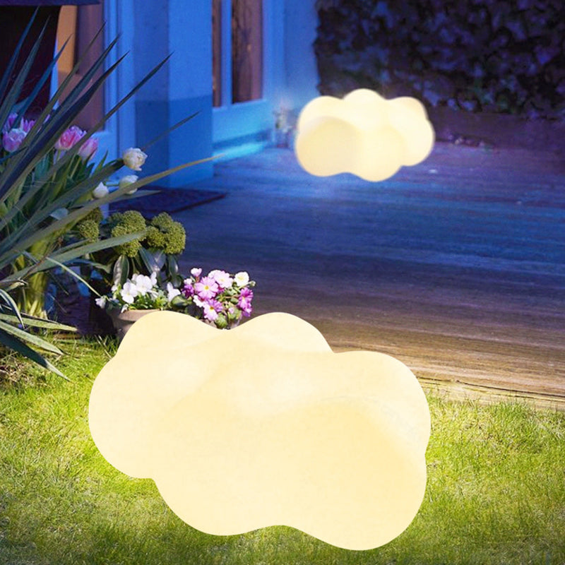 Modern Art Deco Solar Waterproof Cloud Shape PE LED Outdoor Light For Outdoor