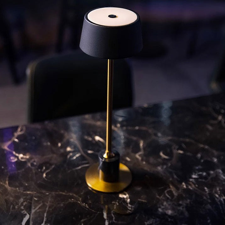 Modern Minimalist Portable USB Round Cylinder Iron Acrylic Marble LED Table Lamp For Bedroom