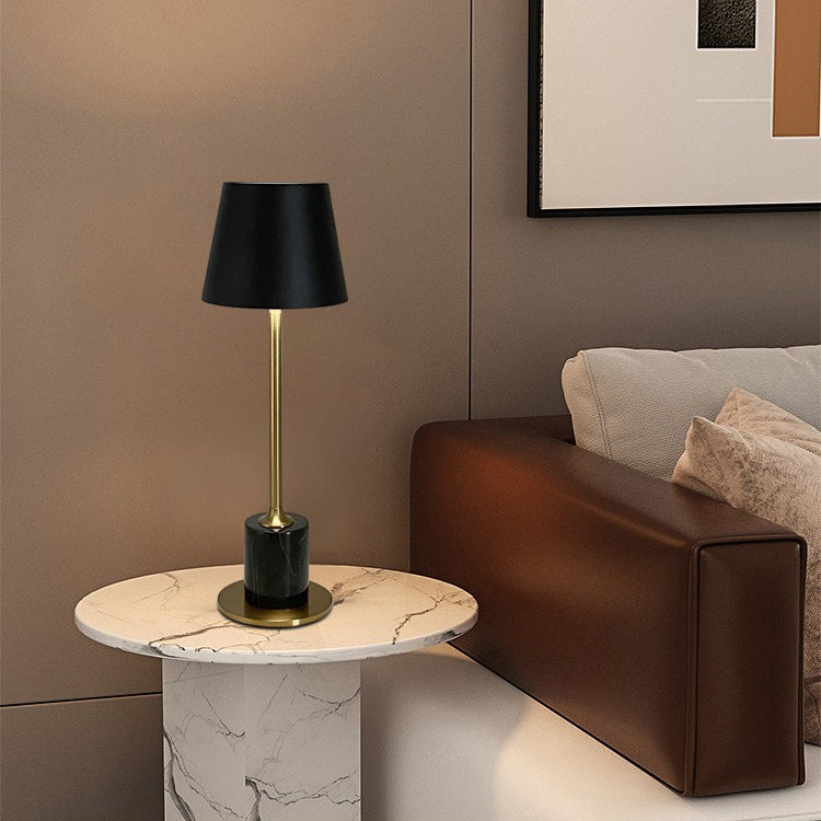 Modern Minimalist Portable USB Round Cylinder Iron Acrylic Marble LED Table Lamp For Bedroom