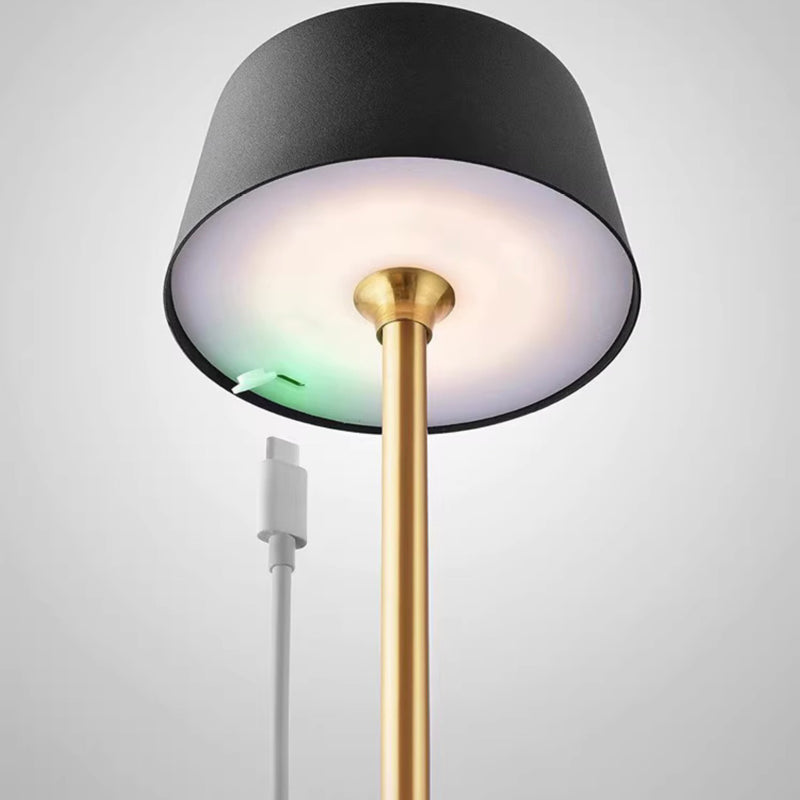 Modern Minimalist Portable USB Round Cylinder Iron Acrylic Marble LED Table Lamp For Bedroom