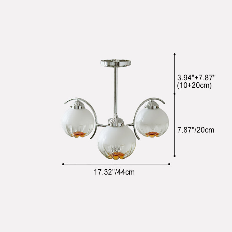 Contemporary Scandinavian Flower Bud Round Hardware Glass 3/5/8 Light Chandelier For Bedroom