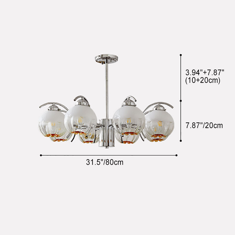 Contemporary Scandinavian Flower Bud Round Hardware Glass 3/5/8 Light Chandelier For Bedroom