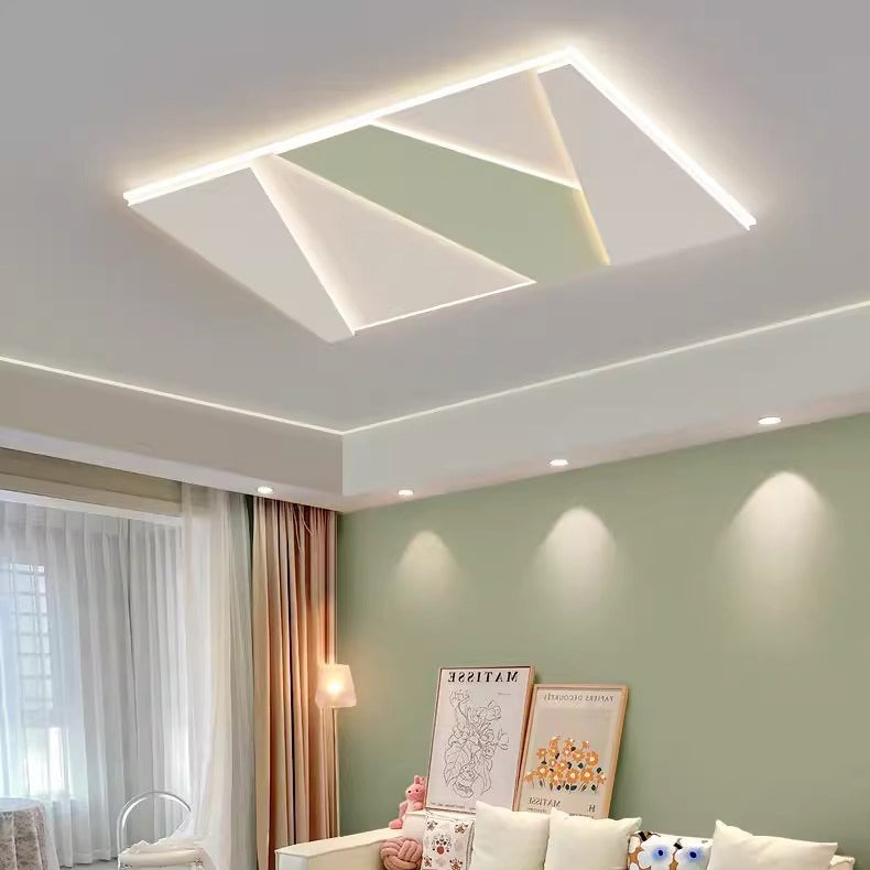 Modern Minimalist Square Round Flower Rectangle Hardware Acrylic LED Flush Mount Ceiling Light For Bedroom